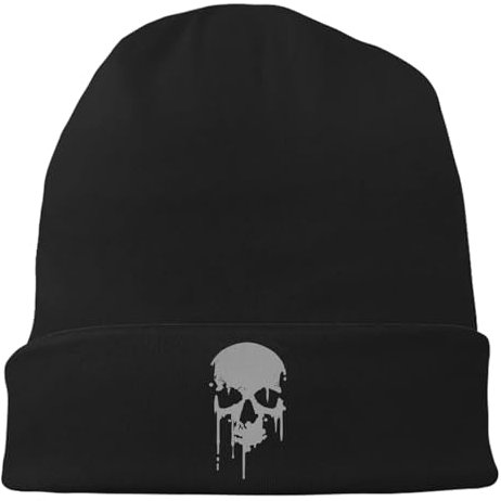 Schwarze Mütze für Herren und Damen, flexibel, klassisch, Erwachsene, Hip-Hop-Kappe für Herren, Winter, warme Strickmütze, Chemo-Kappe, Kopfbedeckung, Totenkopf-Gesicht, 1