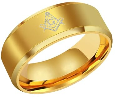 Homxi Edelstahl Ring Personalisiert Herren,Freimaurer 8MM Herrenringe Schwarz Trauring Herren