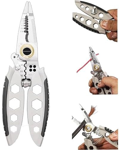7 Inches Multi-Purpose Portable Wire Stripping Tool 9 in 1 Wire Stripping Pliers Multifunction Wire Plier Tool Wire Cutter for Electrical Wire Cutter Stripping Cutting and Crimping (1pcs)