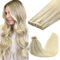 GOO GOO Tape in Extensions Echthaar, Tape Extensions Echthaar, 60cm 100g 40pcs, Extensions Echthaar, Haarverlängerung Echthaar, 17/22/60 Aschblond bis Goldblond und Platinblond