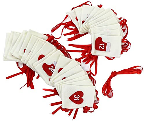 Weihnachts-Adventskalender-Tasche 2022, 31 Tage, Countdown-Kalender, Jutebeutel, hängende Süßigkeiten-Geschenktüten, Kordel, Kordelzug für Kinder und Erwachsene, DIY-Weihnachtsdekoration