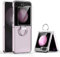 Astter for Samsung Z Flip 5 Case,Samsung Galaxy Z Flip 5 Case Clear with Ring,Z Flip5 Hard PC Cover with Screen Protector [Anti-yellowing] Anti-Scratch Transparent Phone Case for Samsung Flip 5 5G