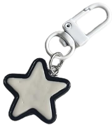 YIGZYCN Acryl Stern Schlüsselanhänger Y2K Schlüsselanhänger Schwarz Weiß Schlüsselanhänger Für Frauen Mode Rucksack Schlüsselanhänger Anhänger Stern Schlüsselanhänger Clip