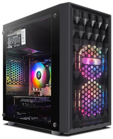 STGsivir Basic Gaming PC, Intel 10th Gen 3.5GHz, AMD Radeon RX 560 4GB GDDR5,16GB RAM, 512GB SSD, WLAN 600M, BT 5.0, RGB Lüfter x 2, Windows 11, Gamer PC Computer Desktop