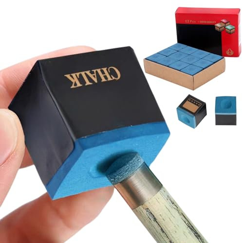 Tiza Billar Caja,12 piezas, Billar Tiza en Color Azul,Billard Chalk,Tizas para Tacos De Billar,Tiza Billar,Tiza de Taco de Billar Antideslizante,Puntas de Taco de Tiza,para Aficionados y Profesionales