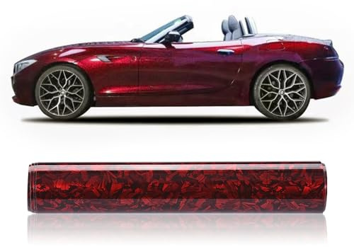 JSCARLIFE Forged Car Vinyl Wrap Sticker, Adhesive Wrap Vinyl Roll for Full Car Bubble Free Self-Adhesive Paint Protection Film Cars Interior Decals for Cars Styling (Red, 152x50 CM)