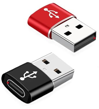 Daspper Adaptador USB-C Hembra a USB 3.0 Macho, Compatible con iPhone, MacBook, iPad, portatil. Plug & Play. 2 Unidades (Negro_Rojo, 2)