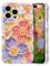 EYZUTAK Case for iPhone 14 Pro Max, Colorful Retro Oil Painting Flower Laser Glossy Cute Curly Wave Edge Case Stylish Durable Soft TPU Protective Phone Cover for Girl Women - Purple Flower/Yellow