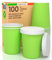 Lot de 100 verres à café à emporter en papier vert 200 ml avec couvercle en papier boissons chaudes et froides, thé infusés d'eau Cappuccino écologiques biodégradables tasses jetables colorées + 100