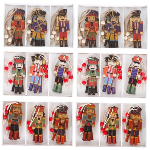 OUNONA 2sets Christmas Walnut Soldier Pendants Xmas Tree Ornaments Vintage Made of Material Safe Use 3boxes*2