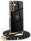 Mkej Funda para Samsung Galaxy A16 5G con Cuerda, TPU Suave Silicona diseño de corazón con Chapado en Oro de Lujo, Funda Samsung Galaxy A16 5G Cuerda para Mujeres y niñas, Oro Negro
