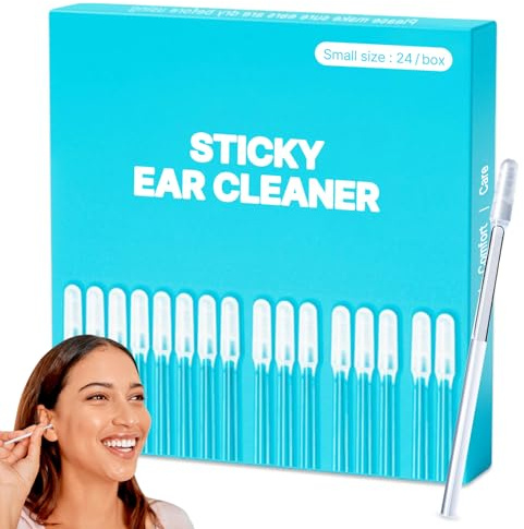 YUDANSI Adhesive Ear Wax Removal Kit, 24pc Sticky Ear Cleaner Sticks | Reusable Washable Wax Removal Tool for Dry Ear, Professional Ear Wax Remover for Adult Kid Home Use, Ear Wax Cleaner for Pet