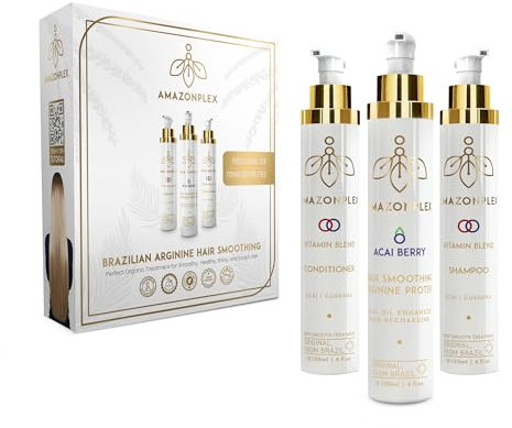 Amazonplex Açai™ Hair Straightening Intro Set – Professionelles Haarpflege-Set mit Açai Protein, Vitamin Blend Shampoo & Conditioner, 120ml