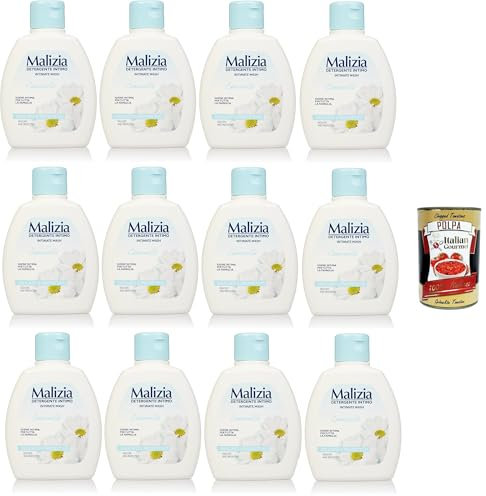 Malizia Detergente Intimo Camomilla Zarter und schützender Kamillen-Intimreiniger –12x 200 ml+ Italian Gourmet Polpa 400g