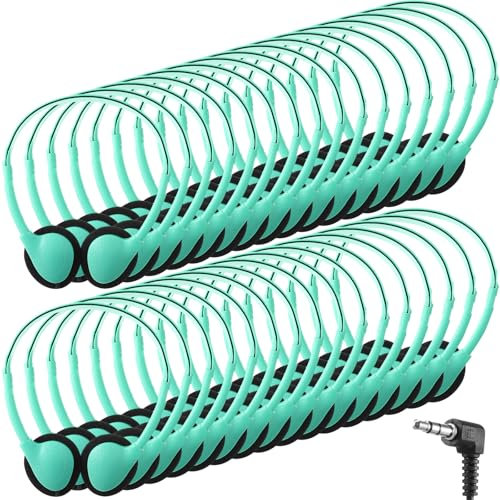 Konohan 30 Pack Kids Headphones Bulk for School Classroom Student Wired Headphones Adjustable with 3.5 mm Jack for Kids Adults(Emerald Green)