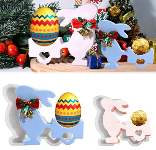 2 Stück Silikonformen Gießformen Hase WISIRENT, Silikonform Osterhase Mit Herz Silikonformen Gießformen Ostern, Silikonform Hase Mit Herz Silikonformen Gießformen Ostern Kaninchen, Giessformen Ostern