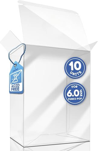 Fanatiko 10er-Pack Gold Schutzhüllen für Funko Pop 6 - 0,5 mm Funko Pop Schutzhülle - Bewahre Deine Funko Pop in perfektem Zustand mit deinem Funko Protector - Funko Pop Case mit Kratzschutzfolie.