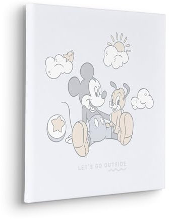 Komar Keilrahmenbild - Disney Mickey Mouse Let's Go Outside - Größe: 40 x 40 cm - Leinwandbild, Kinderzimmer, Blau,Gelb