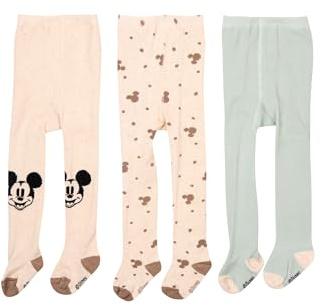 United Labels Disney Mickey Mouse Baby Strumpfhose für Jungen und Mädchen - Babystrumpfhose Babykleidung Braun Hellgrün (3er Pack)