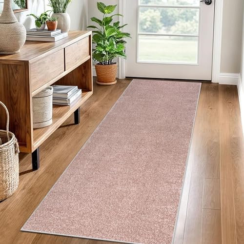 Carpet Runner for Hallway Non Slip Long 80 x 200 cm Washable Kitchen Runner Rugs for Hallway Heavy-Duty Absorbent Area Rugs Door Mats Carpet Floor Mat Hallway Runner Rug for Entryway Laundry Pink