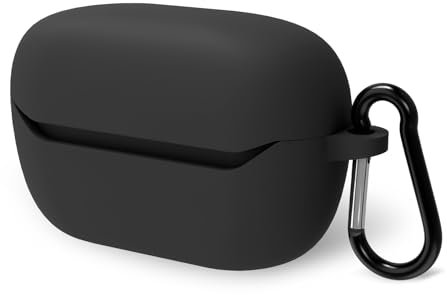 Geekria Silicone Case Cover Compatible with JBL Endurance Race 2 True Wireless Earbuds, Protective Earphones Skin Cover with Keychain Hook, Charging Port Accessible Front LED Visible (Black)