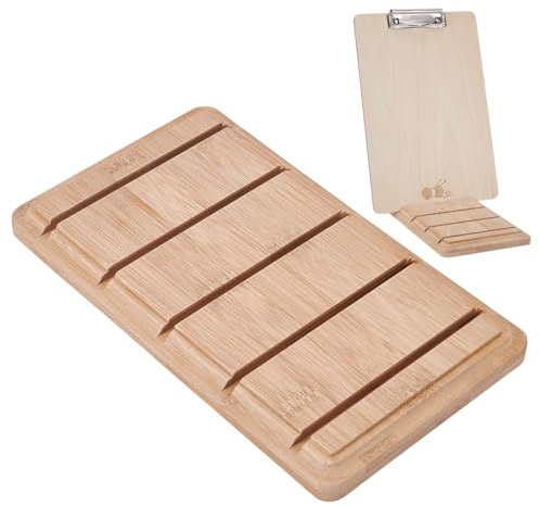 FINGERINSPIRE Klemmbretthalter Aus Holz 240x140x18.5mm PapayaWhip Farbe Bambus Klemmbretthalter Mit 5 Schlitzen Rechteckiger Bambus Organizer Ständer Für Dokumente Klemmbretter Büro Tischdisplay