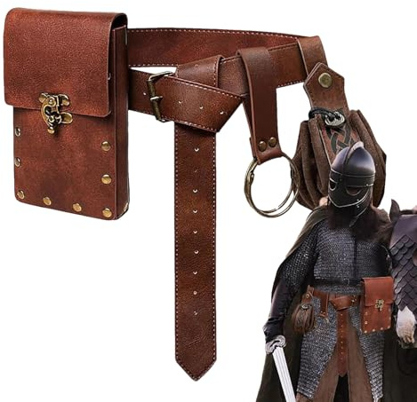 Sac banane Steampunk - Sac banane pour moto - Halloween rétro rétro - Sac banane Renaissance - Mélange de porte-bébé mäßi en cuir vintage - Sac en cuir avec chaîne en cuir, marron, Voir description