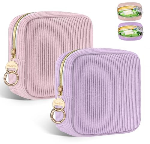 Tampon Aufbewahrung Binden Hygienebeutel für Damenbinden Aufbewahrungstasche Perioden Tasche mit Reißverschluss Organizer Stilleinlagen Damen Tampons BindenDamen Geschenke für Mädchen(Lila&Rosa)