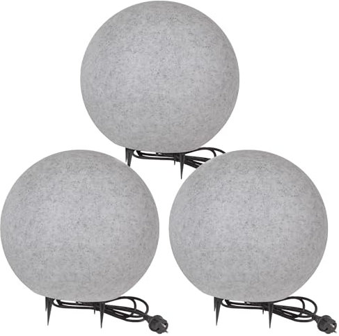Kugelleuchte Kugellampe Außenleuchte Gartenlampe Granit-Optik 3er Set 40-40-40cm, inkl. Anschlußkabel