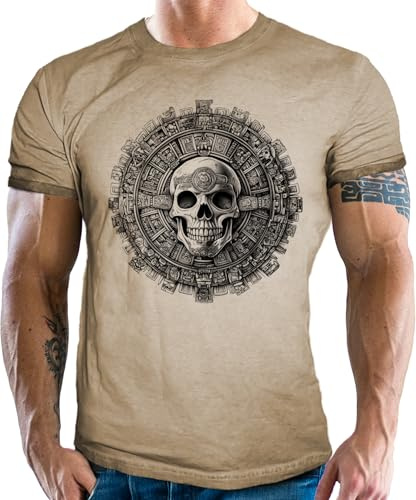 Herren T-Shirt mit Tattoo Design im Vintage Used Look: Inka