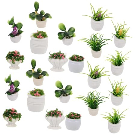 BESPORTBLE 22 Piezas Miniaturas Plantas Ornamentales Simulación Bonsáis Artificiales Decoración para Casitas Accesorios Paisajismo Miniatura para Pequeños