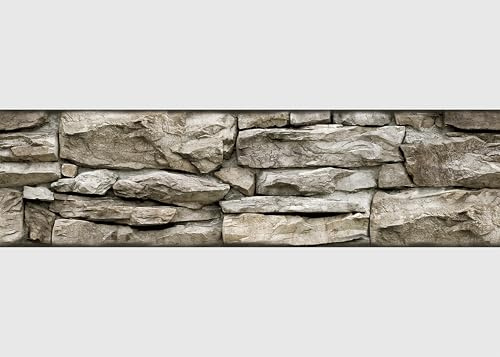 AG Design Selbstklebende Bordüre Steinmauerwerk, AWB 8474 | Wasserfest Dekoration für Wände, Möbel, Tapeten, Wandverkleidungen und Türen, Folie | Breite 500 cm x Höhe 13.8 cm