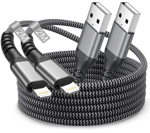 iPhone Charger Cable 2M 2Pack, USB to Lightning Cable 2M MFi Certified Apple iPhone Charging Cable Fast Charge i-Phone Lead Wire for Apple i-Phone 14 Pro Max/13 Pro/13 Mini/13/12/11/XS/XR/8/7/SE,iPad