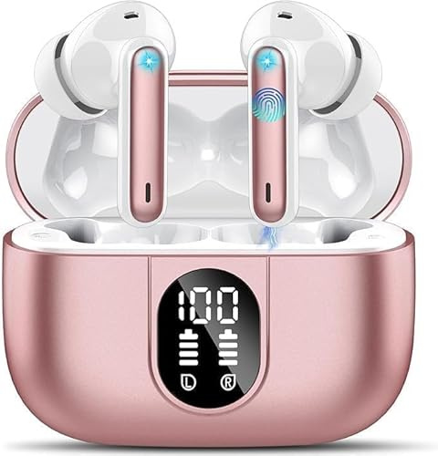 Csasan Wireless Earbuds, Bluetooth 5.3 Headphones In Ear with 4 ENC Noise Cancelling Mic, 2025 Mini Deep Bass Stereo Ear Buds, 40H Playtime Bluetooth Earphones, IP7 Waterproof Earbuds