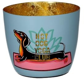 Giftcompany Madras Windlicht „Yoga Hund“ – Dackel Lichtdeko mit Humor