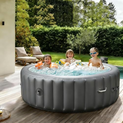 DIUNAOZI SPA PortáTil para Exteriores,Hidromasaje Inflable con Burbujas Y Luces Led de 6 Colores, Temperatura Ajustable (20-40 °C) Y Apagado AutomáTico de Seguridad 72x28in