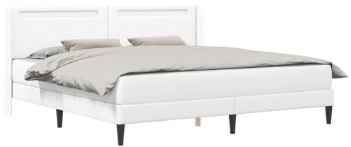 vidaXL Bettgestell mit Matratze Weiß 180 x 200 cm Kunstleder, Moderner Bettgestell, schickes Schlafzimmermöbel, eleganter Schlafplatz, gemütliches Design für entspannten Schlaf