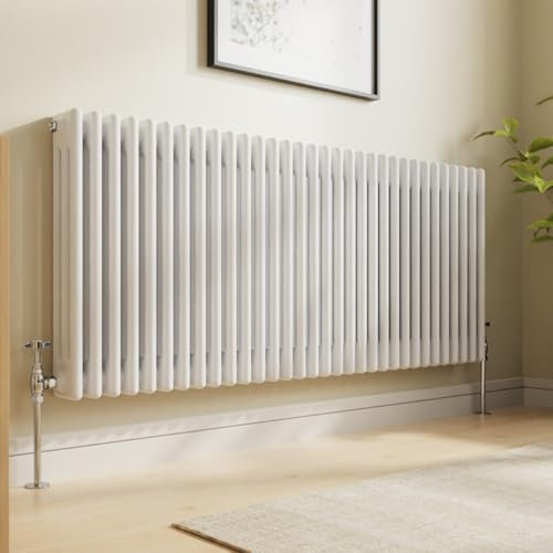 NRG 600x1460 Traditional Colosseum Cast Iron Bathroom Radiator Gloss White 3 Panel