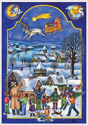 Richard Sellmer Verlag Adventskalender/Weihnachtskalender aus Papier mit Bildern und Glitzer für Kinder und Erwachsene Nikolaus kommt