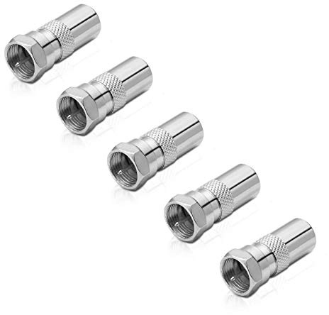 conecto Adapter F-Stecker auf IEC-Koax-Stecker, Antennen-Adapter zwischen F-Stecker für Sat-Kabel und IEC für BK und DVB-T (5 Stück)