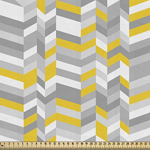 ABAKUHAUS Jahrgang Gewebe als Meterware, Home Style Zickzack, Schön Gewebten Stoff für Polster und Wohnaccessoires, 1M (148x100cm),Gelb Grau