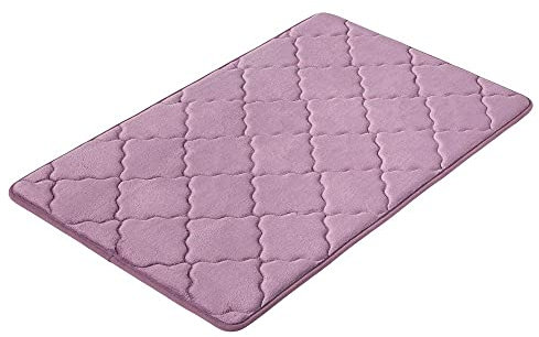 PANA® Memoryschaum Badematte mit Flanell Bezug (50 x 80 cm) • Weicher Badteppich • Waschbare Weichschaummatte für Bad und Dusche • Duschvorleger für Badezimmer • Farbe: Orchidee