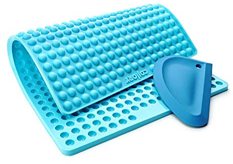 Collory® mini Halbkugel (1cm) Silikon Backmatte und Teigschaber Set zur Herstellung von Hundekekse und Hundeleckerlies DIY, Katzen Leckerli, Hitzebeständig & Antihaftend, Lebensmittelecht BPA-frei