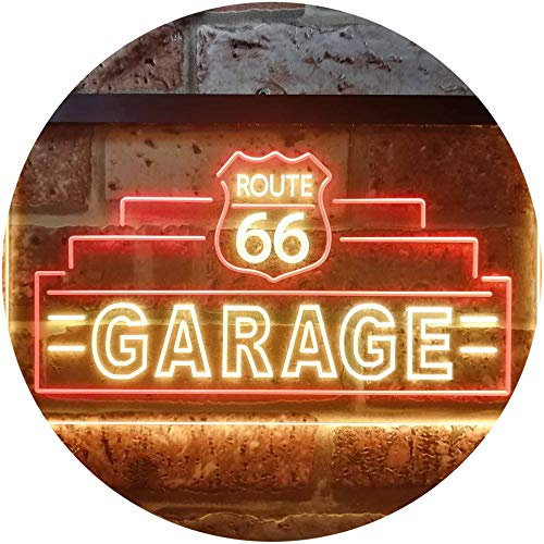 ADVPRO Route 66 Garage Dual Color LED Barlicht Neonlicht Lichtwerbung Neon Sign Rot & Gelb 600 x 400mm st6s64-i3308-ry