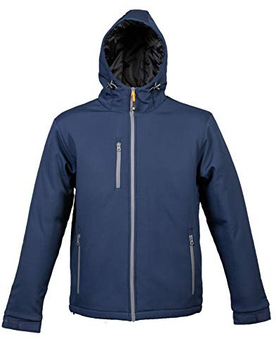 JRC 993900 Sestriere Giubbino da Uomo in Softshell Misto Poliestere Impermeabile Traspirante Imbottitura Effetto Piuma Cappuccio Chiusura Zip Blu Navy