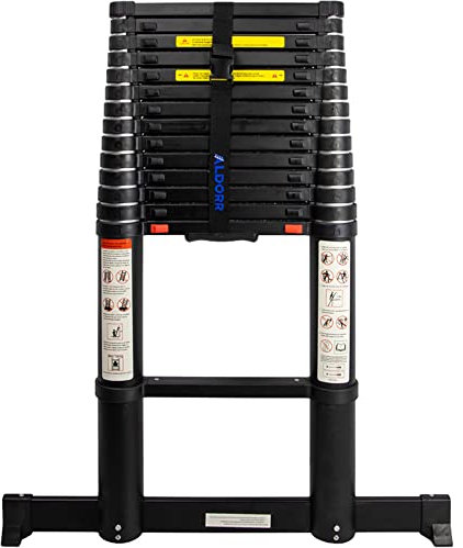 ALDORR Professional 4,80M Teleskopleiter aus hochwertigem Aluminium - Mehrzweckleiter - Belastbarkeit bis zu 150kg - Soft-Close-System - Opti-Grip - Sicher und zuverlässig (EN131)