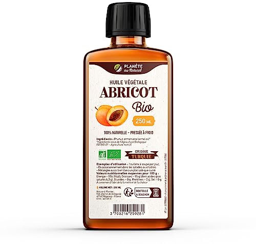 Huile de Noyau d'Abricot Bio 250 ml - AB - Natureen | Planète au Naturel - Pure, Naturelle et Pressée à froid - Alimentaire