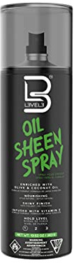 L3VEL3 Oil Sheen Spray - Adds Gorgeous Gloss - Strengthens and Protects Hair - Enriched with Olive and Coconut Oil - Infused with Vitamin E - Lightweight Formula - Suitable for all Hair - 383 ml