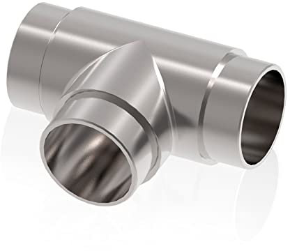 PRIOstahl 1 raccord en T - Diamètre : 42,4 mm - Pour tube rond, main courante, balustrade, escalier, tube - En acier inoxydable V2A