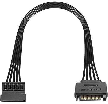 QIANRENON Cavo di prolunga di alimentazione SATA a 15 pin maschio a femmina Cavo piatto nero di alimentazione per disco rigido per HDD, SSD, masterizzatore DVD e unità disco rigido, ecc. 30 cm